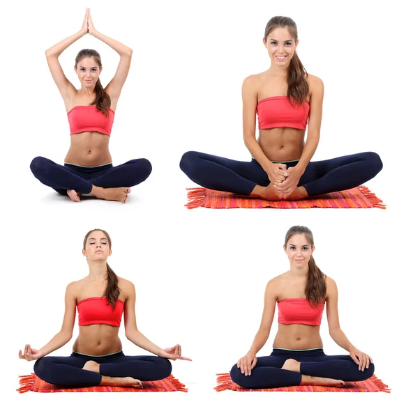 Hermosa chica haciendo ejercicios de yoga — Foto de Stock