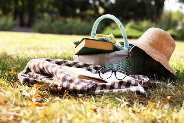 Bücher im Freien lesen — Stockfoto