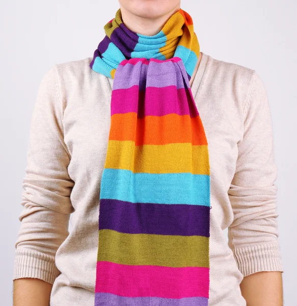 Woman wearing scarf close up — Stock Photo, Image