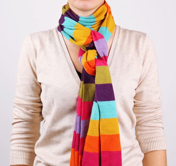 Woman wearing scarf close up — Stock Photo, Image