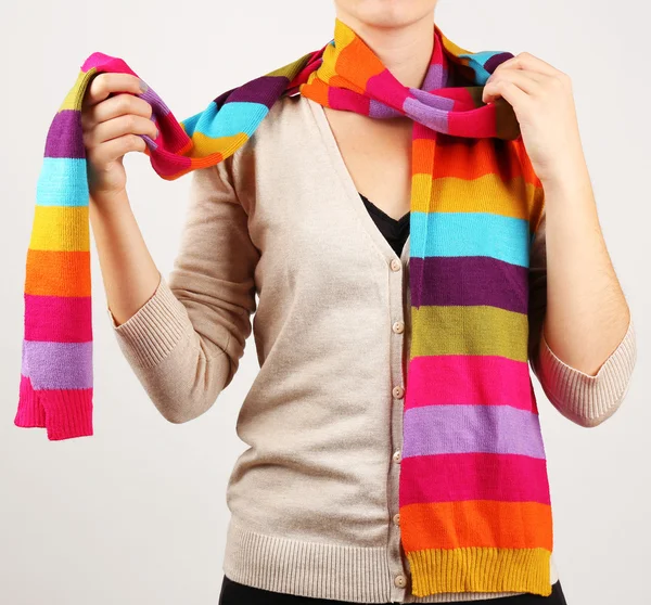 Woman wearing scarf close up — Stock Photo, Image