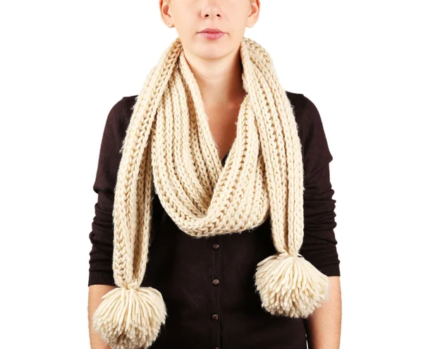 Woman wearing scarf close up — Stock Photo, Image