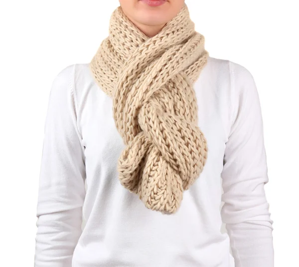 Vrouw dragen sjaal close-up — Stockfoto