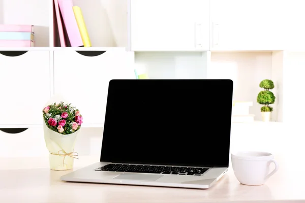 Workplace at home with notebook — Stock Photo, Image