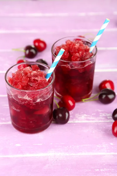 Cherry granita in glazen — Stockfoto