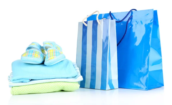 Ubrania dla dzieci i prezent torba — Zdjęcie stockowe