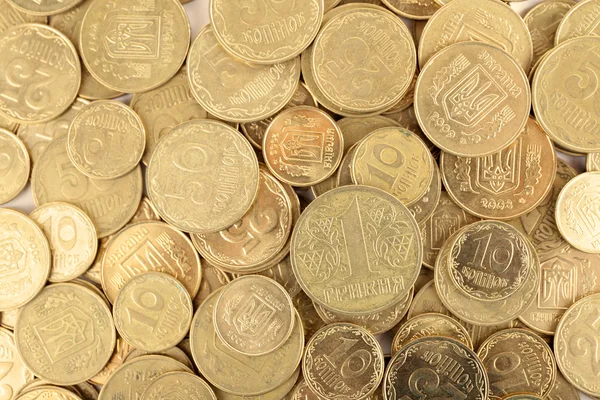 Украинские монеты в качестве фона — стоковое фото