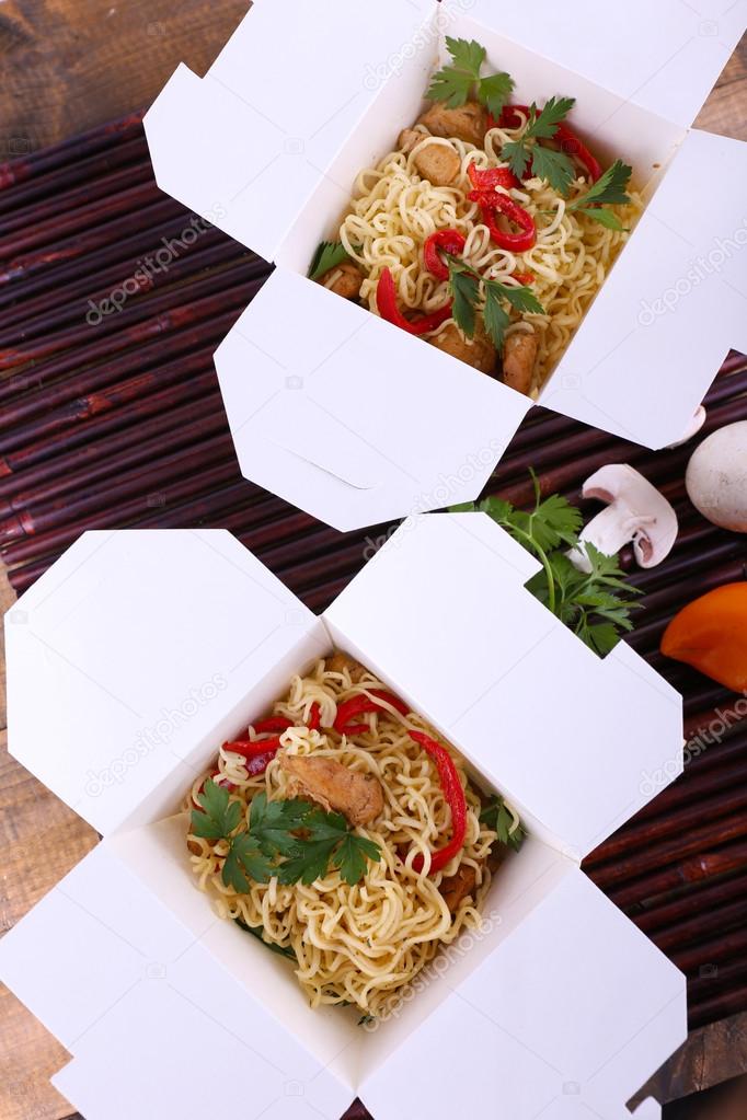 Chinese noodles in boxes