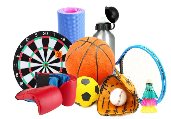 Sporting goods on white — Stock Photo, Image