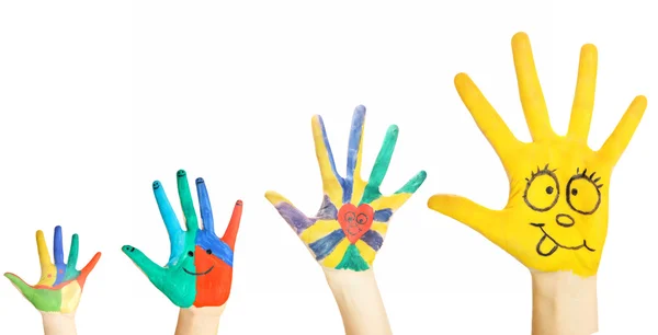 Painted hands isolated on white — Stock Photo, Image