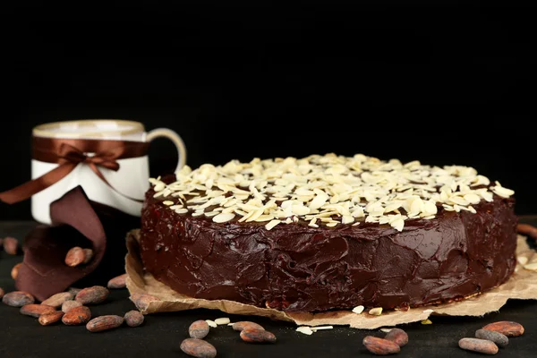 Tasty chocolate cake with almond — Stock Photo, Image