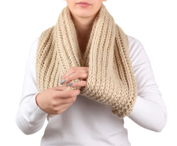 Woman wearing scarf close up — Stock Photo, Image