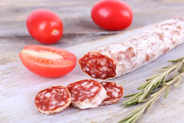 French salami with tomatoes — Stock Photo, Image