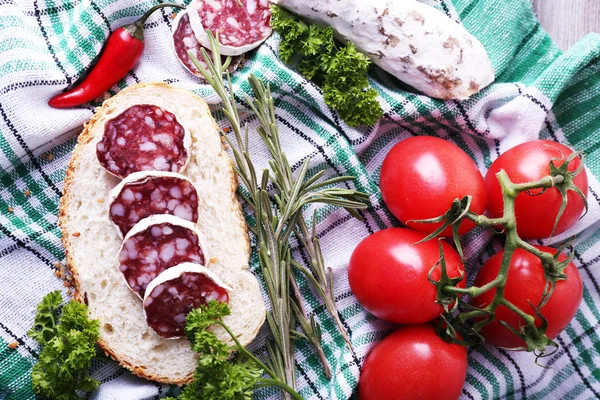 French salami with bread — Stock Photo, Image