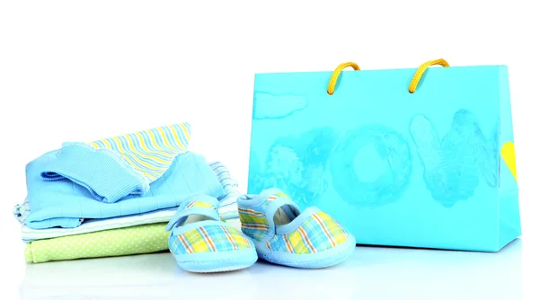 Baby clothes and gift bag — Stock Photo, Image