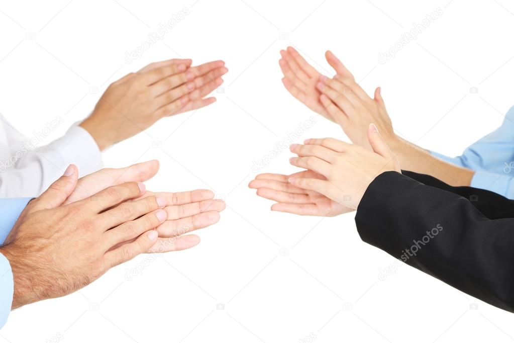 Clapping hands isolated on white 