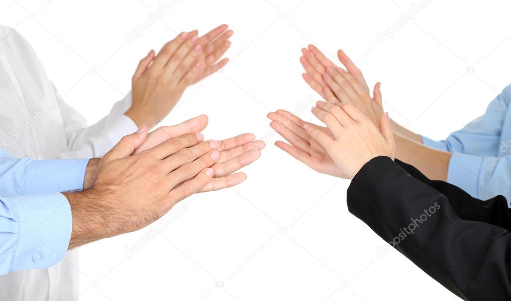 Clapping hands isolated on white 