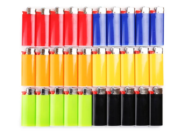 Colorful lighters on white — Stock Photo, Image
