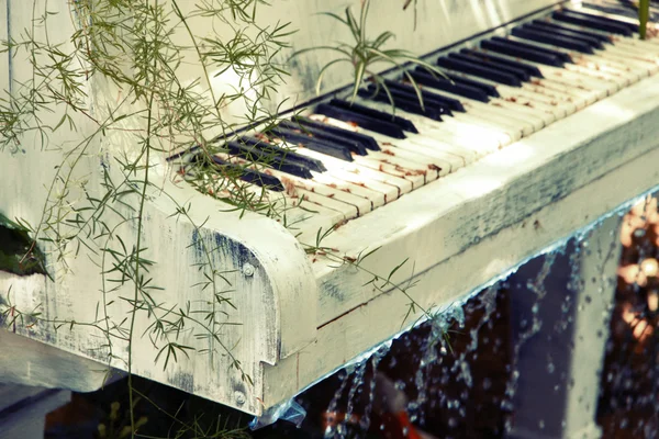 Garten mit Teich und Piano im Retro-Stil — Stockfoto