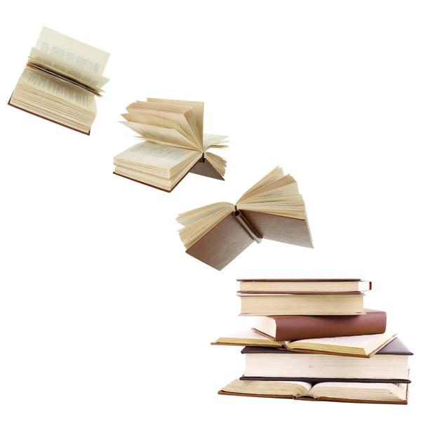 Flying books isolated on white — Stock Photo, Image