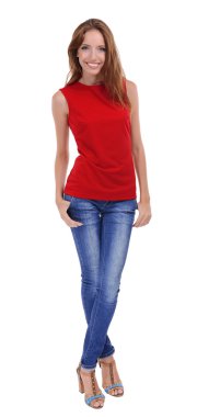 Beyaz tenli güzel bir kadın.