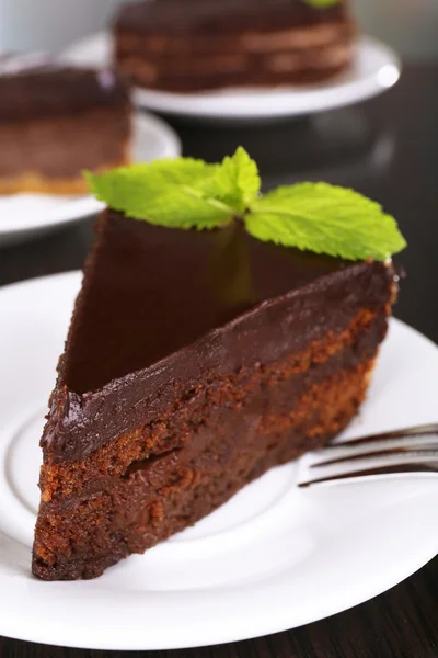 Peças de bolo de chocolate — Fotografia de Stock