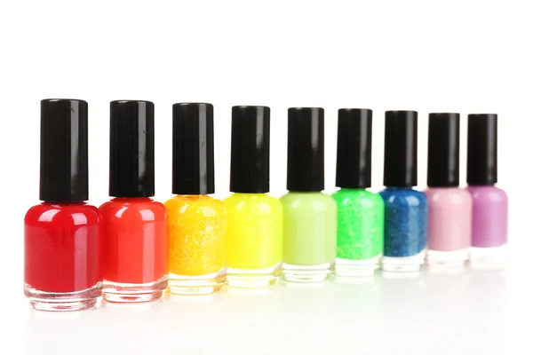 Colorful nail polishes, isolated on white — Stock Photo, Image