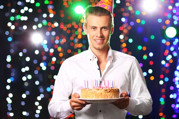 Jeune Homme Avec Gâteau Club — Photo