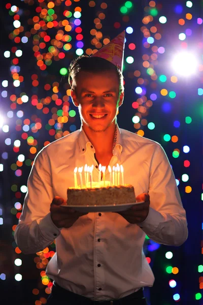 Jeune Homme Avec Gâteau Club — Photo