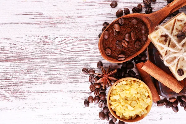 Organic soap with coffee beans — Stock Photo, Image