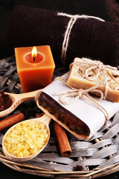 Organic soap with coffee beans — Stock Photo, Image