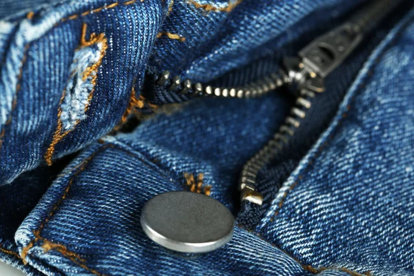 Zipper and button on clothes close up — Stock Photo, Image