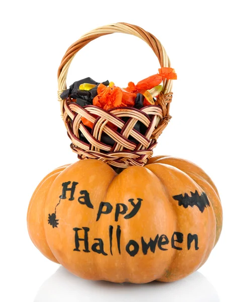Abóbora e cesta de Halloween — Fotografia de Stock
