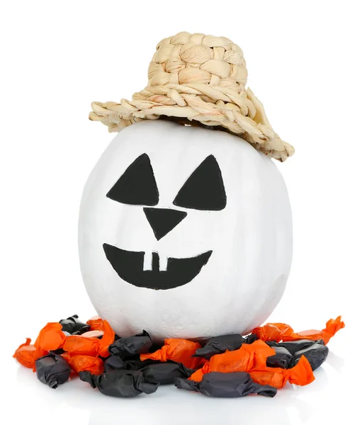 Halloween pumpkin and candles — Stock Photo, Image