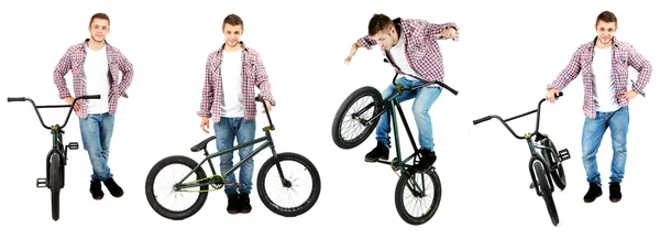 Kolaż z chłopca na Bmx — Zdjęcie stockowe