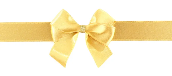 Golden ribbon and bow isolated on white — Stock Photo, Image