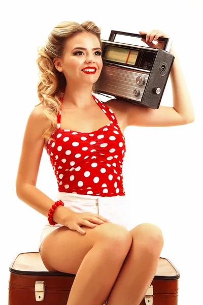 Beautiful girl with pretty smile in pinup style — Stock Photo, Image