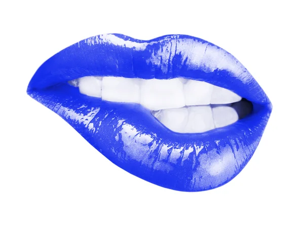 Blue female lips — Stock Photo, Image