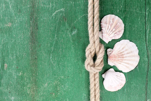 Morskich węzeł na kolor drewniane tła — Zdjęcie stockowe