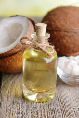 Hindistan cevizi yağı Tablo yakın çekim üzerinde