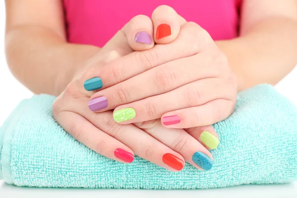 Mani con manicure lucente — Foto Stock