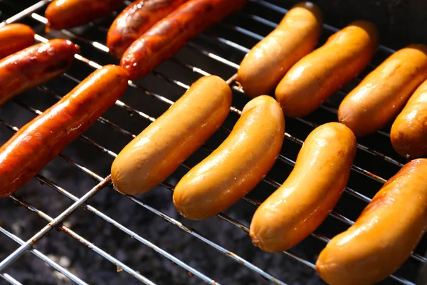 Salsicce sul barbecue Grill — Foto Stock