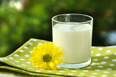 Süt cam peçete üzerinde