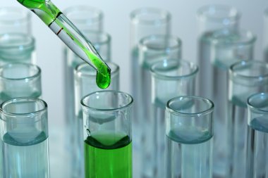 test tüpleri sıvı ile