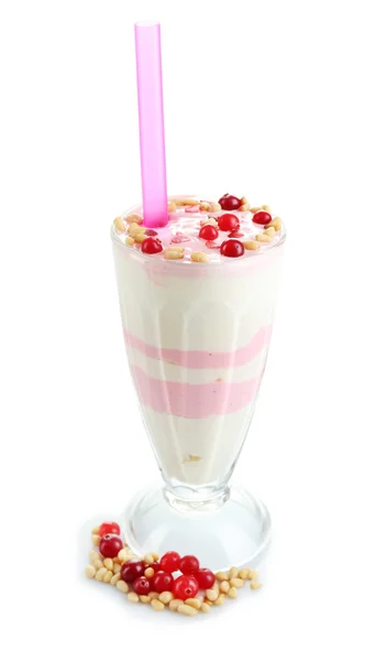 Cranberry melk dessert in glas — Stockfoto