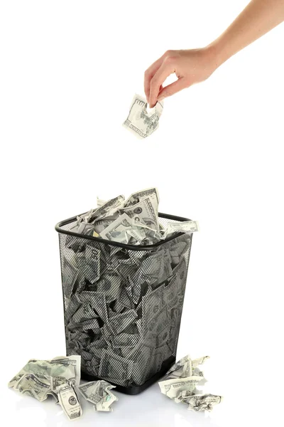 Hand throwing money — Stock Photo, Image