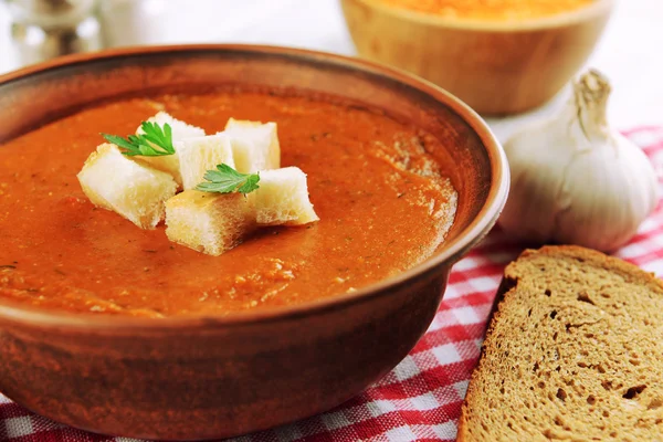 Delicious lentil cream-soup — Stock Photo, Image