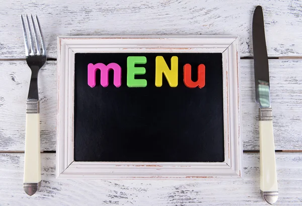 stock image Inscription menu on chalkboard