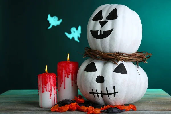 White Halloween pumpkins — Stock Photo, Image