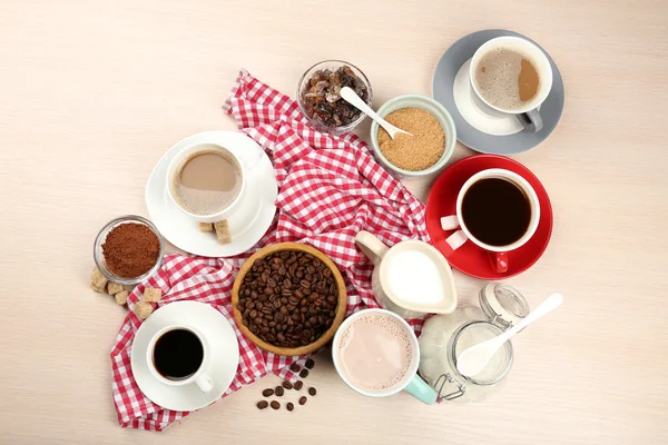 Fresh coffee with ingredients — Stock Photo, Image